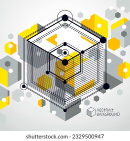 Vector industrial and engineering yellow background, future technical plan. Modern geometric composition can be used as template and layout. 