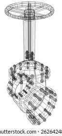 Vector industrial equipment oil and gas valve. EPS 10. Tracing illustration of 3d.