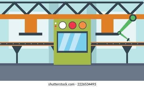 vector industrial factory working and producing using robots and technology