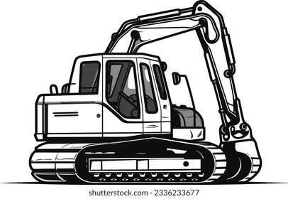 Vector industrial heavy excavator vehicle