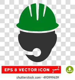 Vector Industrial Operator EPS vector pictogram. Illustration style is flat iconic bicolor green and gray symbol on a transparent background.