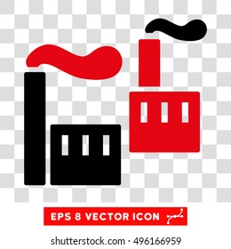 Vector Industrial Plants EPS vector icon. Illustration style is flat iconic bicolor black and intensive red symbol on a transparent background.