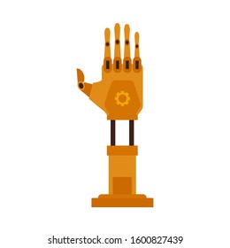 Vector industrial robotic arm for automatic manufacturing. Conveyor factory manipulator hand for machinery assembling. Automation system robot for mechanical operations icon. Isolated illustration