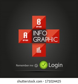 Infografik von Vektorgrafiken mit quadratischem Quadrat auf metallischem Hintergrund | nummerierte Banner | Geschäftsfelder | grafische Website-Layout-Vektorgrafik