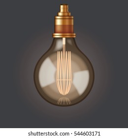 Vector Industrial Vintage Incandescent Filament Bulb Icon