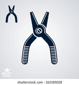 Vector industry black and white pliers, includes additional version. Technical manufacture instrument. Engineering realistic element, best for web and graphic design.