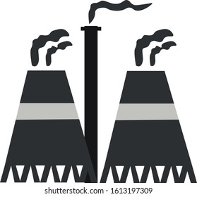 Vector industry building logo with two chimneys for design