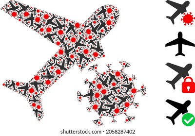 Vektorinfizierte Flugzeugmosaike werden mit zufälligen fraktalen infizierten Flugzeugelementen gemacht. Fractal Collage aus infiziertem Flugzeug.
