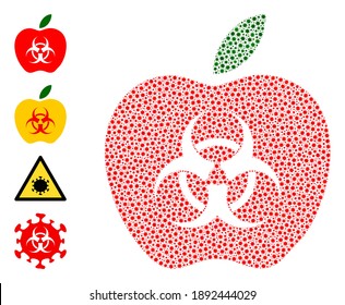 Vector infected apple icon coronavirus mosaic. Infected apple mosaic is constructed from tiny coronavirus virulent parts. Collage is done for lockdown posters.