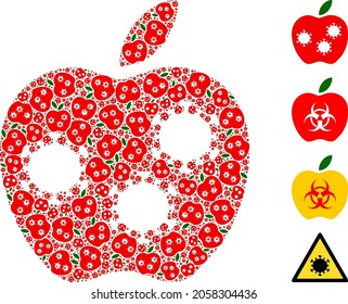 Vektorinfizierte Apfelmosaike werden aus randomisierten, fraktalen infizierten Apfelgegenständen gebildet. Fractal Mosaik aus infiziertem Apfel.