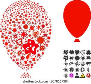 Mosaico icono de celebración de infección vectorial de microbios pandémicos. El mosaico en globo de celebración está diseñado con elementos de infección, parásitos, microbios, esporas, agentes contagiosos,