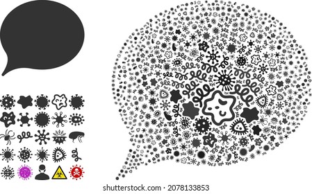 Vector infection hint icon collage of pandemic items. Hint mosaic is designed of infection items, parasites, microbes, spores, contagious agents, and based on hint icon.