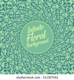 Vector infinite floral background. Elegant old fashioned floral ornament, exquisite floral template. Texture for wallpapers, textile, wrapping. 