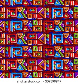 Vector infinite geometric ornament in ethnic style