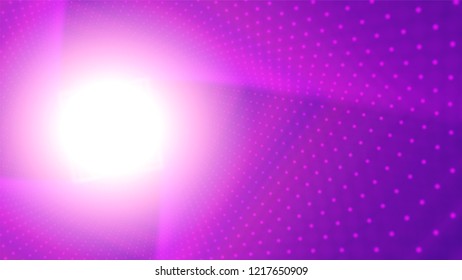 Vector infinite rhombic or square twisted violet tunnel of shining flares . Glowing points form tunnel sectors. Abstract cyber colorful background for your designs. Geometric wallpaper.