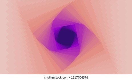 Vector infinite rhombic or square twisted tunnel with gradient depth effect. Abstract cyber colorful background for your designs. Geometric wallpaper. Retro cyber pank background