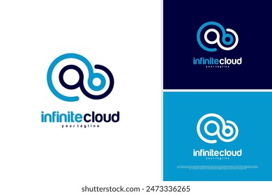 Vector infinity cloud logo, Plantilla de diseño de logotipo de tecnología de nube