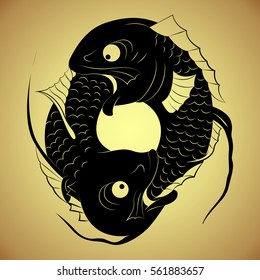 vector. infinity fish vintage illustration