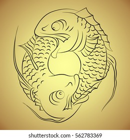vector. infinity fish vintage illustration