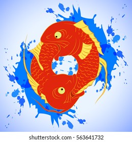 vector. infinity fish vintage illustration