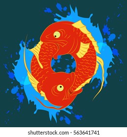 vector. infinity fish vintage illustration