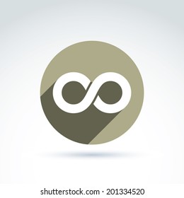 Vector Infinity Icon Isolated On White Background, Illustration Of An Eternity Symbol Placed In A Circle.