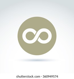 Vector Infinity Icon Isolated On White Background, Illustration Of An Eternity Symbol Placed In Circle.