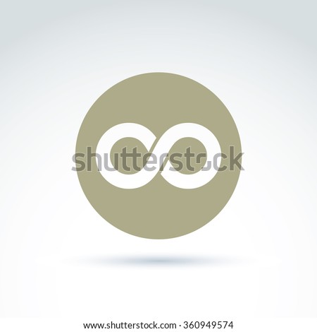 Vector infinity icon isolated on white background, illustration of an eternity symbol placed in circle.
