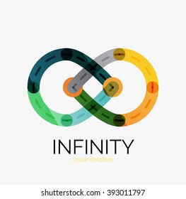 Vector infinity logo, flat geometric colorful design of lines