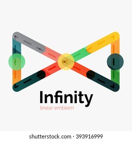 Vector infinity logo, flat geometric colorful design of lines