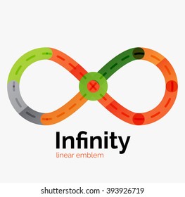 Vector infinity logo, flat geometric colorful design of lines