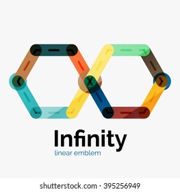 Vector infinity logo, flat geometric colorful design of lines