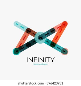 Vector infinity logo, flat geometric colorful design of lines