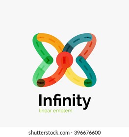 Vector infinity logo, flat geometric colorful design of lines