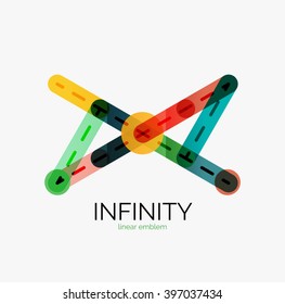 Vector infinity logo, flat geometric colorful design of lines