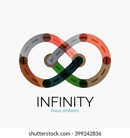 Vector infinity logo, flat geometric colorful design of lines