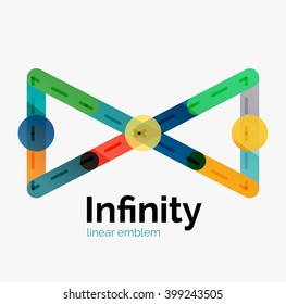 Vector infinity logo, flat geometric colorful design of lines