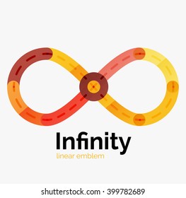 Vector infinity logo, flat geometric colorful design of lines