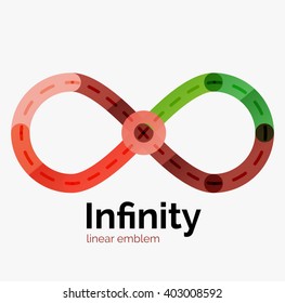 Vector infinity logo, flat geometric colorful design of lines