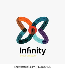 Vector infinity logo, flat geometric colorful design of lines