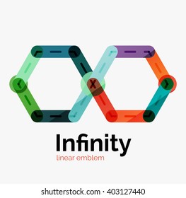 Vector infinity logo, flat geometric colorful design of lines