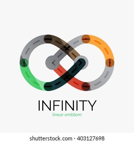 Vector infinity logo, flat geometric colorful design of lines