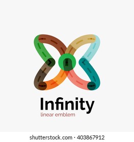 Vector infinity logo, flat geometric colorful design of lines