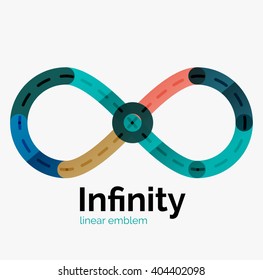 Vector infinity logo, flat geometric colorful design of lines