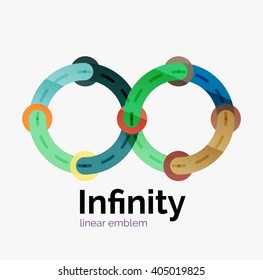 Vector infinity logo, flat geometric colorful design of lines