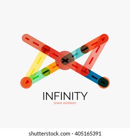Vector infinity logo, flat geometric colorful design of lines