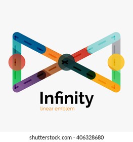 Vector infinity logo, flat geometric colorful design of lines