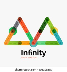 Vector infinity logo, flat geometric colorful design of lines