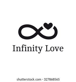Vector infinity sign with heart logotype. Modern romantic logo