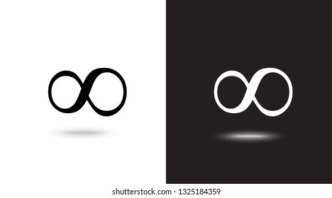 Vector infinity sign on black and white background